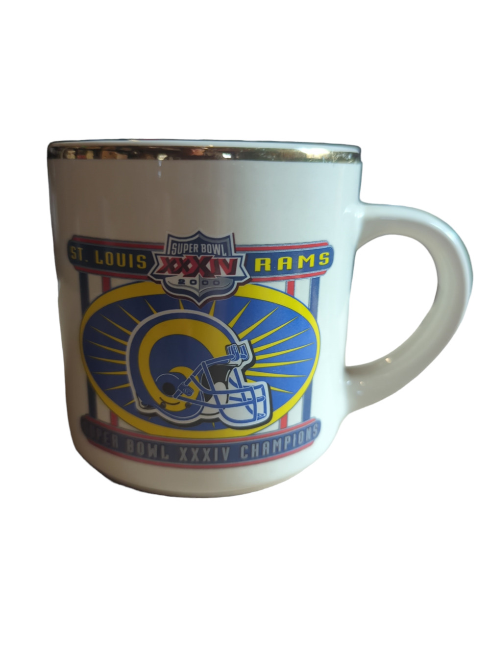 Vintage 2000 St. Louis Rams Super Bowl XXXIV Champions Coffee Mug Cup NFL